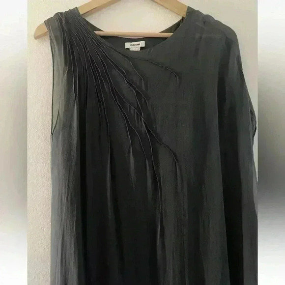 Helmut Lang Gray Silk Draped Sheer Cocoon Midi Dress $395 Women’s Large - Picture 4 of 11